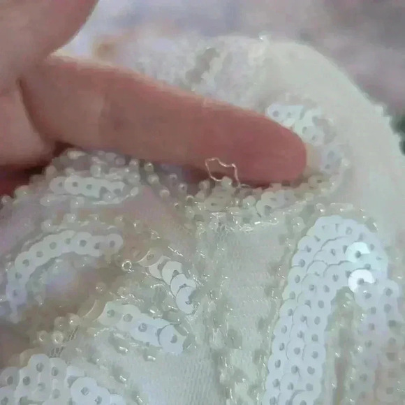 White Verte Beaded And Sequined Cocktail Homecoming Dress Size M - Picture 11 of 11